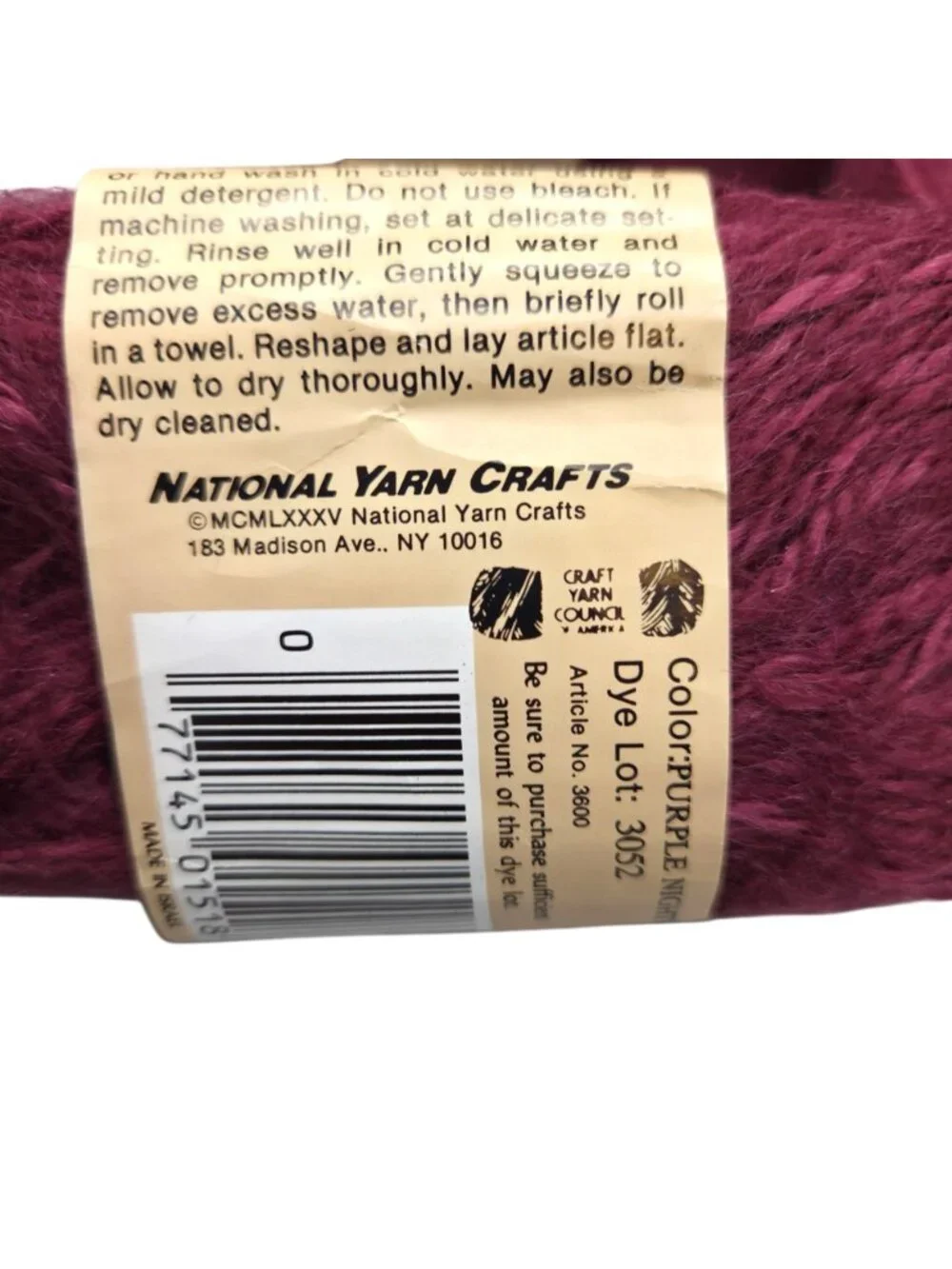 Giovanni Amora Deluxe Acrylic Yarn Purple NightShade Vintage 1985 Bulky Lot 6
